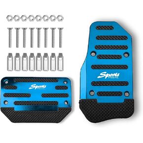 2PCS Nonslip Car Pedal Pads, Manual/Automatic Gearbox Gas Pedal Brake Pedal Cover, Car Non-Slip Aluminum Alloy Pedal Pads, Auto Universal Replacement Accessories for Car, SUV, ATV (Blue)