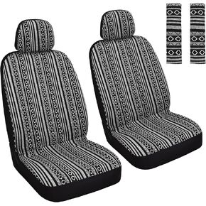 أغطية مقاعد السيارة HAIYAOTIMES Baja Saddle Blanket مجموعة كاملة مع وسادات حزام الأمان، أغطية مقاعد قابلة للغسل وقابلة للغسل للسيارات، أغطية داخلية مناسبة لمعظم شاحنات السيدان SUV، وسادة هوائية متوافقة، أزرق