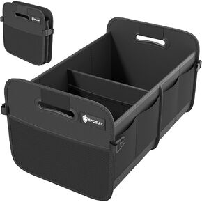 Sposuit Trunk Organizer for Car - 70L Collapsible Trunk Storage with 11 Pockets & Reinforced Handles, SUV Trunk Organizers for Grocery Cargo(Black)