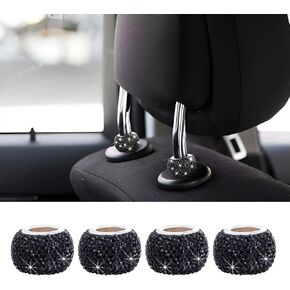 4 Pack Car Headrest Collars, Bling Auto Head Rest Collar Decor Rings, Crystal Diamond Vehicle Seat Collars Rings, Universal Car Interior Decoration Accessories for Most Cars (AB)