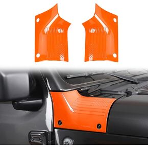 JWWY for Jeep Wrangler Cowl Cover Body Armor Hood Bonnet Corner Engine Side Wing Guard Fit Cover Trim for 2018-2024+Jeep Wrangler JL JLU & Jeep Gladiator JT 2/4 Door, Exterior Accessories Black 2PC