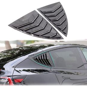 Rear Side Window Louvers Set for Tesla Model Y 2021 2022 2023 Air Vent Scoop Louvers Shades Cover Blinds (Carbon Fiber Pattern)