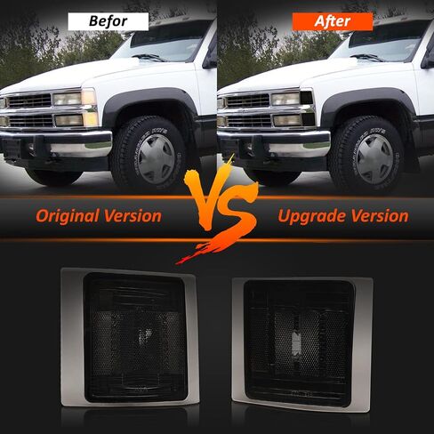 Bestview Front Turn Signal Corner Light Assembly, Upper Lower Side Marker Reflector Lamp, Chrome Housing Amber Lens Compatible with Chevy C/K 10 Pickup Truck 1500 2500 3500 1994-1998 Tahoe 1995-1999 in Kuwait