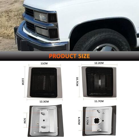 Bestview Front Turn Signal Corner Light Assembly, Upper Lower Side Marker Reflector Lamp, Chrome Housing Amber Lens Compatible with Chevy C/K 10 Pickup Truck 1500 2500 3500 1994-1998 Tahoe 1995-1999 in Kuwait