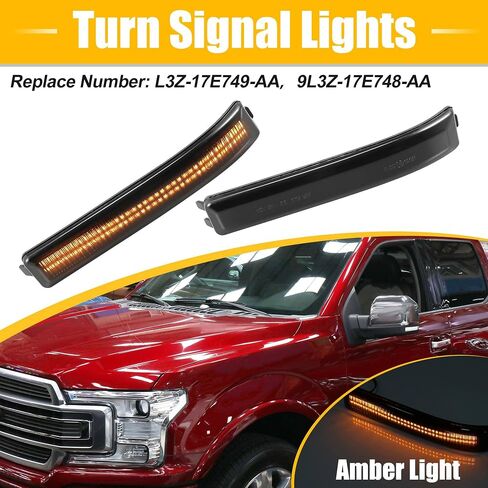X AUTOHAUX LED Turn Signal Light Assembly for Ford F-150 2009-2014 9L3Z-17E749-AA Rear View Mirror Side Marker Lights Reflector Indicator LED Turn Signal Lamp Assembly Amber Light 2pcs in Saudi Arabia