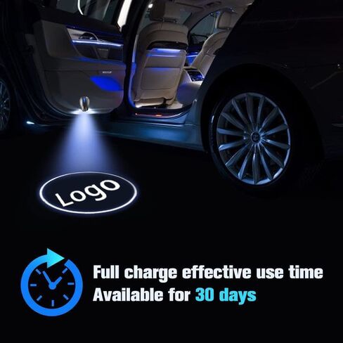 أضواء باب السيارة، قطعتان من أضواء جهاز عرض شعار LED لباب السيارة، مصابيح ترحيب لاسلكية لباب السيارة قابلة لإعادة الشحن، أضواء شبح الظل مناسبة لجميع السيارات (بما في ذلك 6 أزواج من شرائح الشعار) in Kuwait