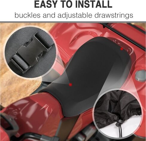 HIMAL HIMAL ATV Seat Cover Waterproof 420D Polyester Oxford, Compatible with Most ATV for Sportsman, Rancher, Foreman, Scrambler, Black in Kuwait