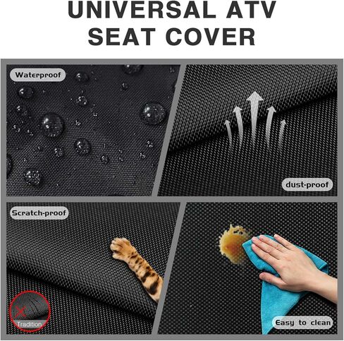 HIMAL HIMAL ATV Seat Cover Waterproof 420D Polyester Oxford, Compatible with Most ATV for Sportsman, Rancher, Foreman, Scrambler, Black in Kuwait
