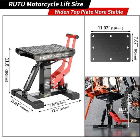 Motorcycle Lift Stand Jack,RUTU Dirt Bike Jack Stand 1400 Lbs Capacity,9.6-13.2 Inch Heavy Duty Steel Hydraulic Lift for Dirtbike ATV ADV Rally Maintenance in Kuwait