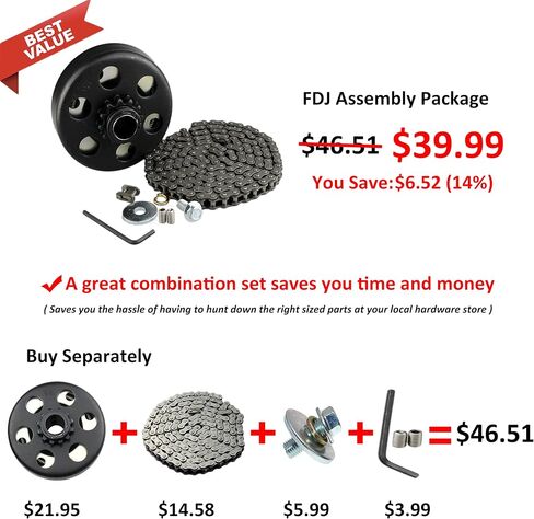 Go Kart Clutch 3/4 Bore 10 Tooth with 40 Chain Centrifugal Clutch 3/4" and Chain Set for Predator 212cc Small Engine Mini bike Lawnmower Fun Kart in Kuwait