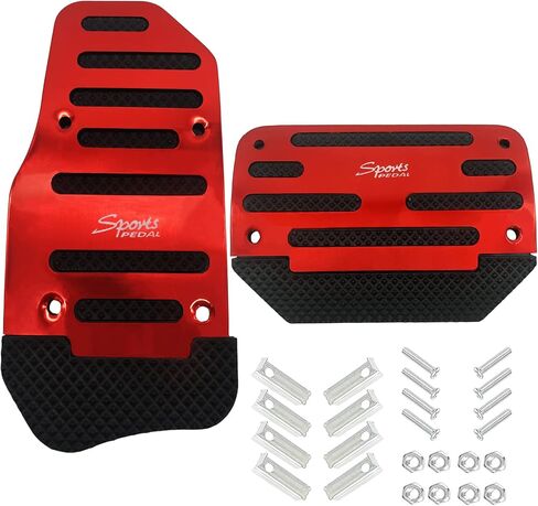 Zufoty 2PCS Car Pedal Covers, Non- Slip Automatic Transmission Pedal Covers Replacement Kit, Premium Aluminum Alloy Non-Slip Gas and Brake Pedals Covers Universal Car Accessories Fits Most Car in Kuwait