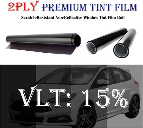 Mkbrother 2PLY 15% VLT 36" in x 5' Ft (36in x 60in) Heat & UV Block Professional Window Tint Adhesive Film Auto Car in Kuwait