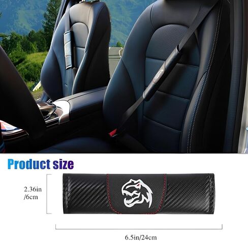 كوماجو غطاء حزام مقعد السيارة من الالياف الكربونية بنمط ديناصور حزام مقعد السيارة غطاء وسادة الكتف ناعم ومريح مثالي متوافق مع نموذج السيارة in Kuwait