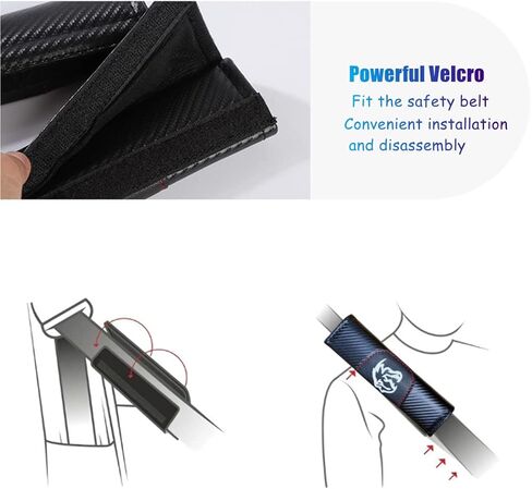 كوماجو غطاء حزام مقعد السيارة من الالياف الكربونية بنمط ديناصور حزام مقعد السيارة غطاء وسادة الكتف ناعم ومريح مثالي متوافق مع نموذج السيارة in Kuwait