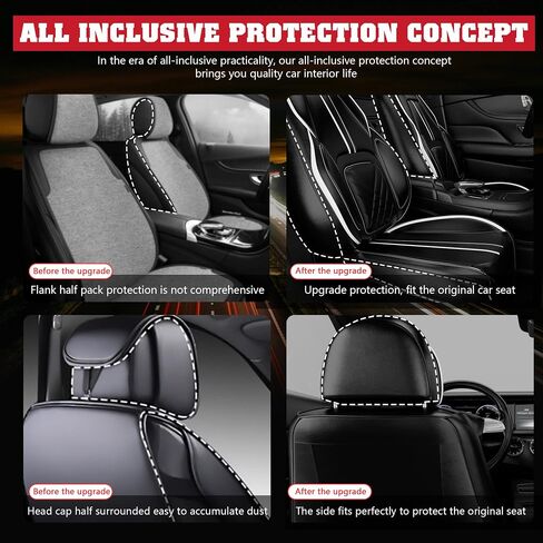 ASLONG 5PCS 2025 Front and Back Car Seat Covers Auto Interior Accessories with Water Proof Nappa Leather for Cars SUV Pick-up Truck Universal Comfortable and breathable (Full Set, Beige) in Kuwait