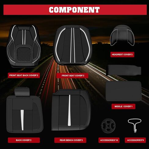 ASLONG 5PCS 2025 Front and Back Car Seat Covers Auto Interior Accessories with Water Proof Nappa Leather for Cars SUV Pick-up Truck Universal Comfortable and breathable (Full Set, Beige) in Kuwait