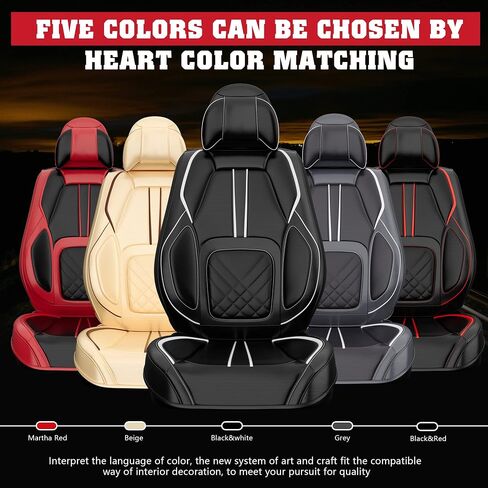 ASLONG 5PCS 2025 Front and Back Car Seat Covers Auto Interior Accessories with Water Proof Nappa Leather for Cars SUV Pick-up Truck Universal Comfortable and breathable (Full Set, Beige) in Kuwait
