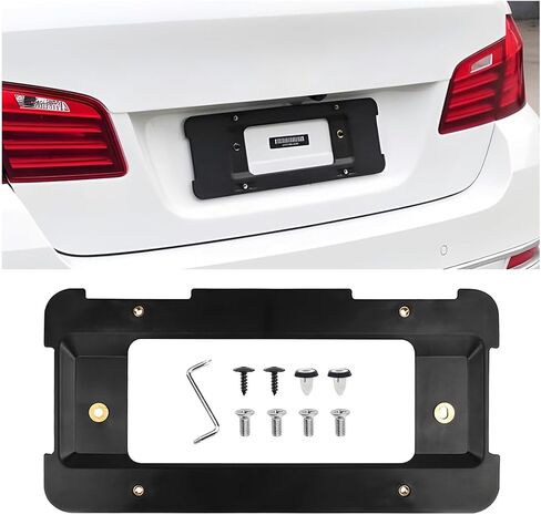AUCELI Car License Plate Frame, Universal US License Plate Bracket Holder with Screws Nuts and Wrench, Rust-Proof, Rattle-Proof and Weather-Proof, Car Tag Cover Protector Car Exterior Accessories in Saudi Arabia