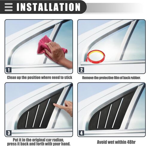 Motoforti Rear Side Window Louvers Vent Cover, Window Louvers Windshield Sun Shade Cover Exterior Trim Accessories, for Hyundai Elantra 2017-2019, ABS, Black, 1 Set in Saudi Arabia