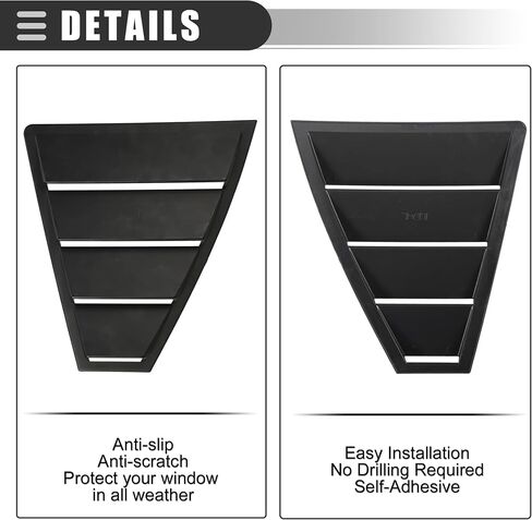 Motoforti Rear Side Window Louvers Vent Cover, Window Louvers Windshield Sun Shade Cover Exterior Trim Accessories, for Hyundai Elantra 2017-2019, ABS, Black, 1 Set in Saudi Arabia