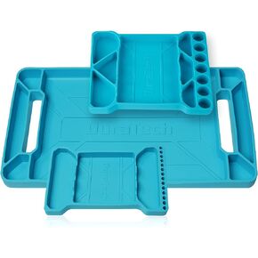 DURATECH Flexible Tool Tray, Silicone Tool Holder for Mechanics Storage, Heat and Chemical Resistant Tool Organizer for Automotive, Industry and Household(3pack blue)