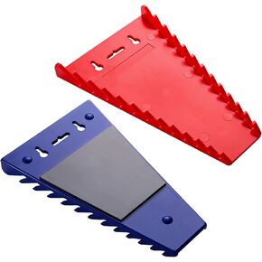 ALOANES 24-Slot Magnetic Wrench Organizer, Wrench Organizer Tray for Tool Box&Wall Mounted, Wrench Holder Fit SAE & Metric Wrench Storage, 2 Pack(Red&Black)