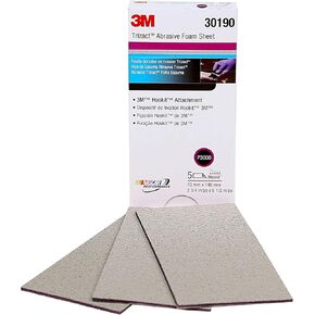 3M Trizact Hookit Foam Sheets, 30289, 2-3/4 in x 5 1/2 in, 5000+ Grade | 15 Sheets, Paint Finishing, Automotive Sanding, Sand Scratches; Blend Panels in Kuwait