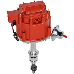 A-Team Performance - Complete HEI Distributor 65,000 Coil Auto Parts Replacement - Compatible with SBF Small Block Ford 260 289 302 5.0 One Wire Installation Red Cap