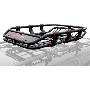 Tyger Auto TG-RK1B976B Super Duty Roof Cargo Basket (L 52" x W 41" x H 8") Luggage Carrier Rack | with Wind Fairing, Black in Saudi Arabia
