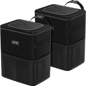 هوتور سلة مهملات للسيارة - عبوة من قطعتين، ملحقات السيارة المثالية للداخل، منظمات سيارة مانعة للتسرب وصندوق تخزين للمقاعد الامامية والخلفية، منظم سيارة مع اشرطة قابلة للتعديل، مشابك مغناطيسية، اسود in Kuwait