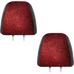 2 Pieces Bling Car Headrest Covers for Women Girls Full Rhinestone Headrest Universal Fits Most Cars (Black)