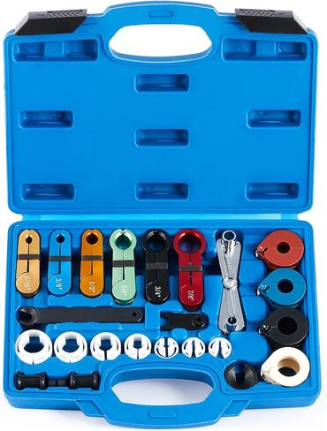 OMT Master Quick Disconnect Tool Set, 25pc Line Disconnect Tool Kit for A/C Fuel & Transmission Systems, Fuel Line Disconnect Tools for Mechanics Compatible with Ford Chevy GM More, Blue in Saudi Arabia