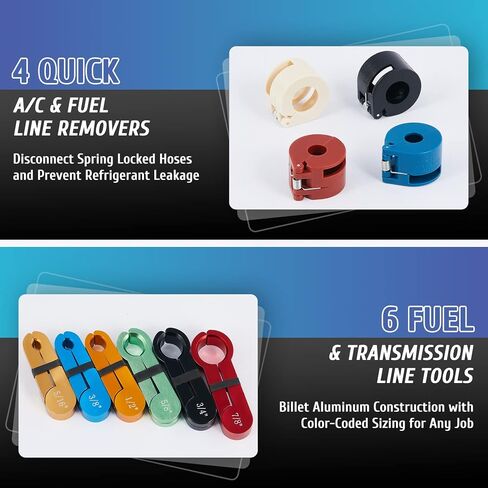 OMT Master Quick Disconnect Tool Set, 25pc Line Disconnect Tool Kit for A/C Fuel & Transmission Systems, Fuel Line Disconnect Tools for Mechanics Compatible with Ford Chevy GM More, Blue in Saudi Arabia
