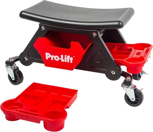 Pro-Lift Mechanics Stool with Wheels - Heavy Duty Roller Creeper Seat with Concave Design and 2 Tool Storage Trays for Home Garage DIY Automotive - 300 Lbs Capacity in Saudi Arabia