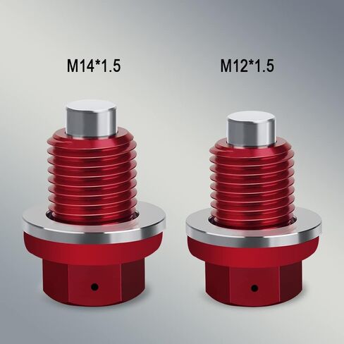 M14 × 1.5 قابس تصريف الزيت المغناطيسي، سدادة تصريف زيت الألومنيوم، مسمار صامولة مع حشوات، يناسب هوندا فورد جيب جنرال موتورز مازدا كيا أودي والمزيد من المركبات (أحمر، M14 × 1.5) in Kuwait