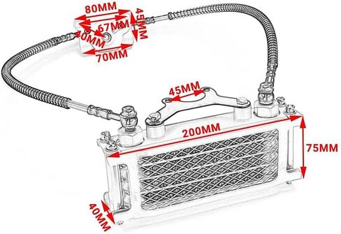 Universal Engine Oil Cooling Kit, Motorcycle Oil Cooler Radiator Set for 70/110/125/140cc Motorbike Pit Dirt Bike (Red) in Saudi Arabia