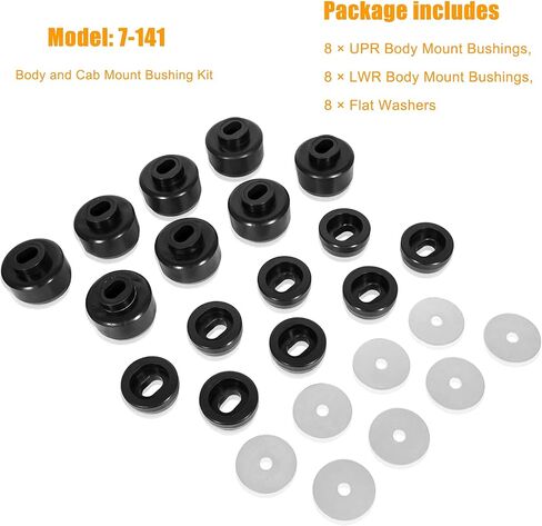 7-141 Body and Cab Mount Bushing Kit Compatible with 1999-2014 Chevy Silverado & Sierra 1500/2500 2WD/4WD Polyurethane Black in Saudi Arabia