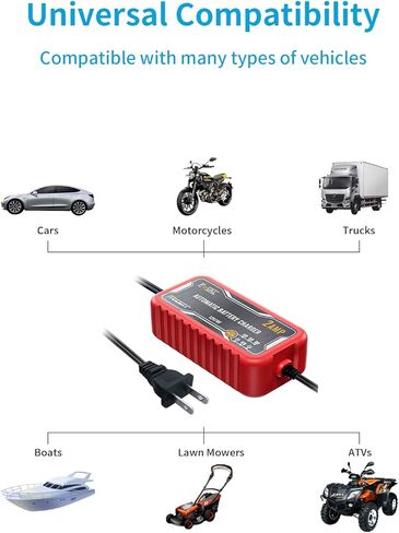 [عبوة من قطعتين] شاحن بطارية سيارة FOVAL 2 أمبير، شاحن ذكي أوتوماتيكي محمول 6 فولت و12 فولت، حافظ البطارية، شاحن هزيلة ومزيل كبريتات البطارية لجزازة العشب والدراجات النارية وبطاريات الرصاص الحمضية in Kuwait