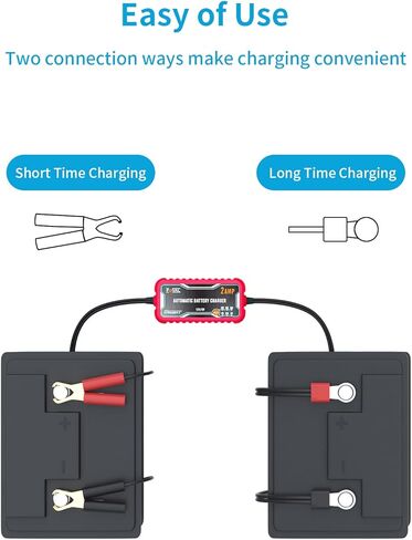 [عبوة من قطعتين] شاحن بطارية سيارة FOVAL 2 أمبير، شاحن ذكي أوتوماتيكي محمول 6 فولت و12 فولت، حافظ البطارية، شاحن هزيلة ومزيل كبريتات البطارية لجزازة العشب والدراجات النارية وبطاريات الرصاص الحمضية in Kuwait