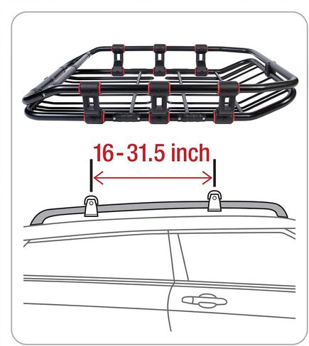 Tyger Auto TG-RK1B976B Super Duty Roof Cargo Basket (L 52" x W 41" x H 8") Luggage Carrier Rack | with Wind Fairing, Black in Saudi Arabia