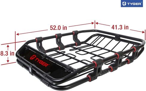 Tyger Auto TG-RK1B976B Super Duty Roof Cargo Basket (L 52" x W 41" x H 8") Luggage Carrier Rack | with Wind Fairing, Black in Saudi Arabia