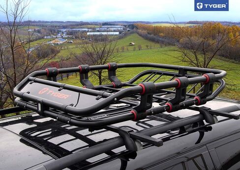 Tyger Auto TG-RK1B976B Super Duty Roof Cargo Basket (L 52" x W 41" x H 8") Luggage Carrier Rack | with Wind Fairing, Black in Saudi Arabia
