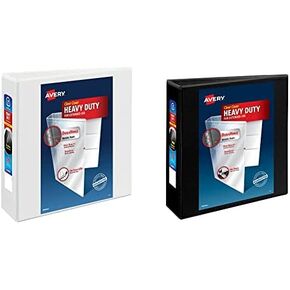 Avery Heavy Duty View 3 Ring Binder, 4" One Touch Slant Ring, Holds 8.5" x 11" Paper, 1 White Binder (79704) in Saudi Arabia