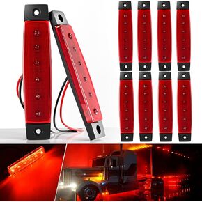 LED Trailer Marker Lights Amber 6 Led Side Marker Clearance Light Bar 12V 3.8" Front Rear Signal Indicator Light Strip Waterproof for Trailer Truck Van Pickup ATV UTV RV, 10Pcs w/Clear Lens
