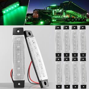 LED Trailer Marker Lights Amber 6 Led Side Marker Clearance Light Bar 12V 3.8" Front Rear Signal Indicator Light Strip Waterproof for Trailer Truck Van Pickup ATV UTV RV, 10Pcs w/Clear Lens in Kuwait
