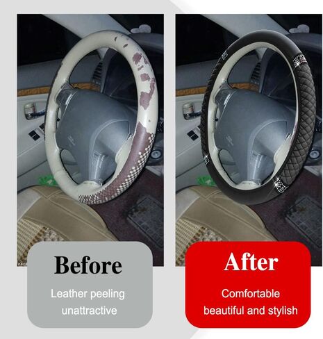 Car Steering Wheel Cover, 15 Inch PU Leather Car Steering Wheel Cover, Universal Anti-Slip Car Steering Wheel Protector, Steering Wheel Accessories (Beige1) in Kuwait