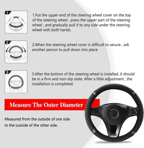 Car Steering Wheel Cover, 15 Inch PU Leather Car Steering Wheel Cover, Universal Anti-Slip Car Steering Wheel Protector, Steering Wheel Accessories (Beige1) in Kuwait