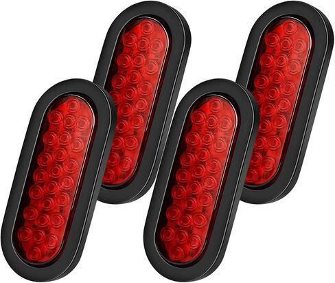 LINKITOM 6 Inchs Oval Trailer Lights Brake Turn Stop Marker Reverse Tail Lights with Waterproof Rubber Gaskets for Boat Trailer Truck RV [DOT Certified] [IP67] (Red) in Saudi Arabia