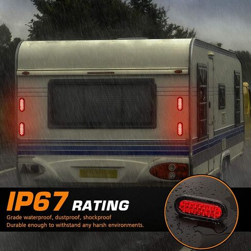 LINKITOM 6 Inchs Oval Trailer Lights Brake Turn Stop Marker Reverse Tail Lights with Waterproof Rubber Gaskets for Boat Trailer Truck RV [DOT Certified] [IP67] (Red) in Saudi Arabia