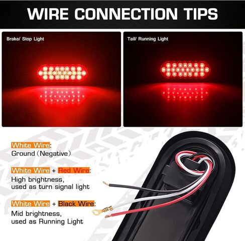 LINKITOM 6 Inchs Oval Trailer Lights Brake Turn Stop Marker Reverse Tail Lights with Waterproof Rubber Gaskets for Boat Trailer Truck RV [DOT Certified] [IP67] (Red) in Saudi Arabia